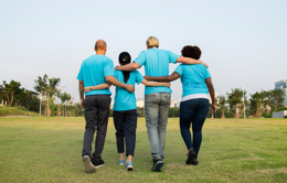 group happy diverse volunteers